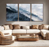 85737-MGV-CV-36X24-Misty Mountain Wall Art – Atmospheric Pine Forest Canvas Print with Fog and Mist, Calm Nature Decor for Living Room, Bedroom,