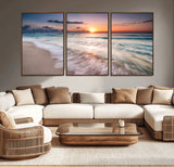 71849-MGV-CV-36X24-Sunrise Ocean Beach Wall Art – Serene Seascape Canvas Print with Gentle Waves, Coastal Nature Decor for Bedroom, Living Room or
