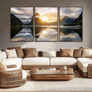 78842-MGV-CV-36X24-Sunrise Mountain Reflection Wall Art – Stunning Nature Landscape Canvas Print for Home, Office, Living Room or Relaxing Space