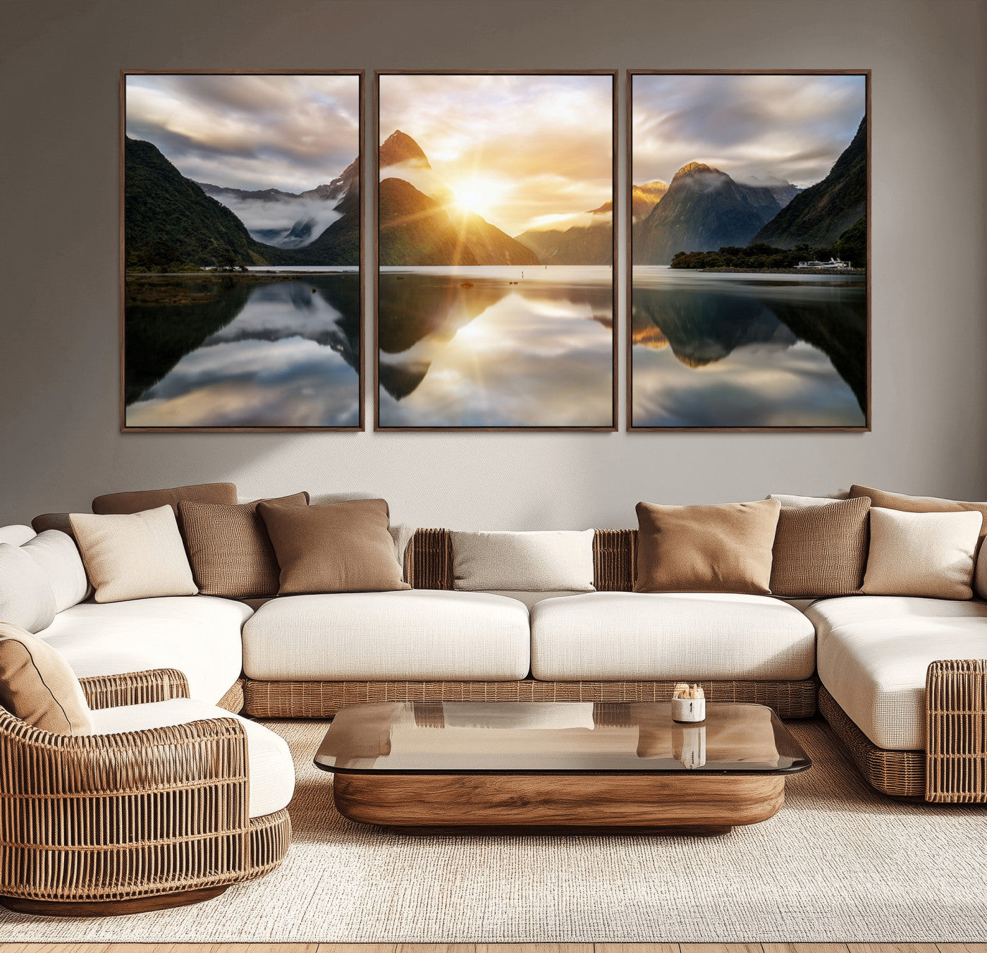 78842-MGV-CV-36X24-Sunrise Mountain Reflection Wall Art – Stunning Nature Landscape Canvas Print for Home, Office, Living Room or Relaxing Space