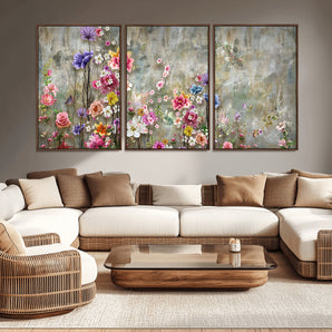 96650-MGV-CV-36X24-Floral Wall Art – Vibrant Mixed Flowers Canvas Print, Colorful Garden Home Decor for Living Room, Bedroom, Office or Nursery