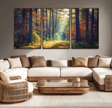 86249-MGV-CV-36X24-Sunlit Autumn Forest Path Wall Art – Peaceful Nature Scene with Fall Foliage, Calming Woods Decor for Home or Office
