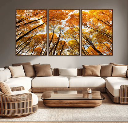 11823-MGV-CV-36X24-Golden Autumn Tree Canopy Wall Art – Stunning Fall Forest Leaves Print, Warm Seasonal Nature Decor for Home, Office or Cabin