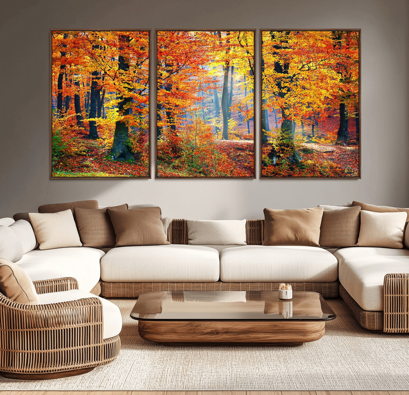 91746-MGV-CV-36X24-Autumn Forest Wall Art – Vibrant Fall Foliage Canvas Print, Colorful Nature Landscape Decor for Living Room, Bedroom or Office