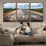 50743-MGV-FC-60X30-3P_Walnut-Healing Road Wall Art – Motivational Highway Canvas Print, Inspirational Journey Decor for Office, Gym or Living Room