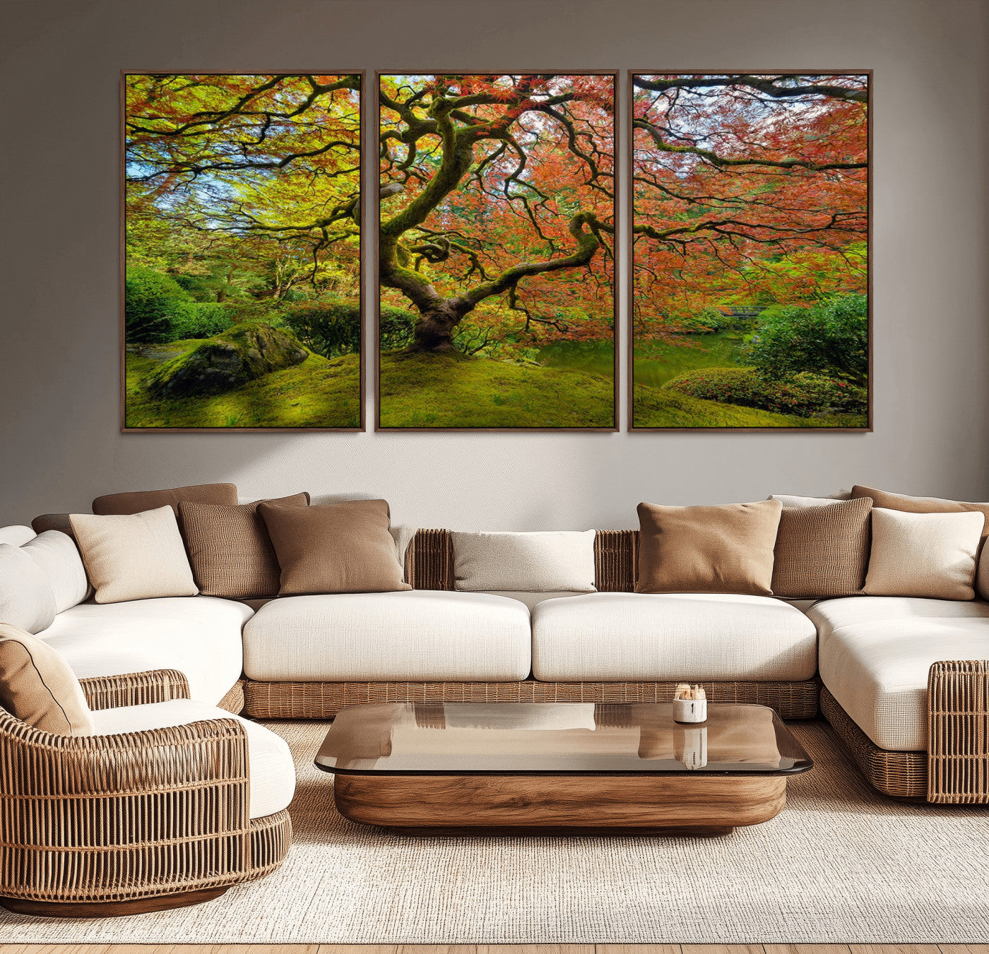 10316-MGV-CV-36X24-Japanese Maple Tree Wall Art – Colorful Autumn Foliage Canvas Print, Zen Nature Landscape Artwork for Living Room Bedroom, or