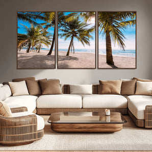 98175-MGV-CV-36X24-Tropical Palm Beach Wall Art – Relaxing Ocean Shore Canvas Print with Palm Trees, Coastal Summer Decor for Living Room, Bedroom or