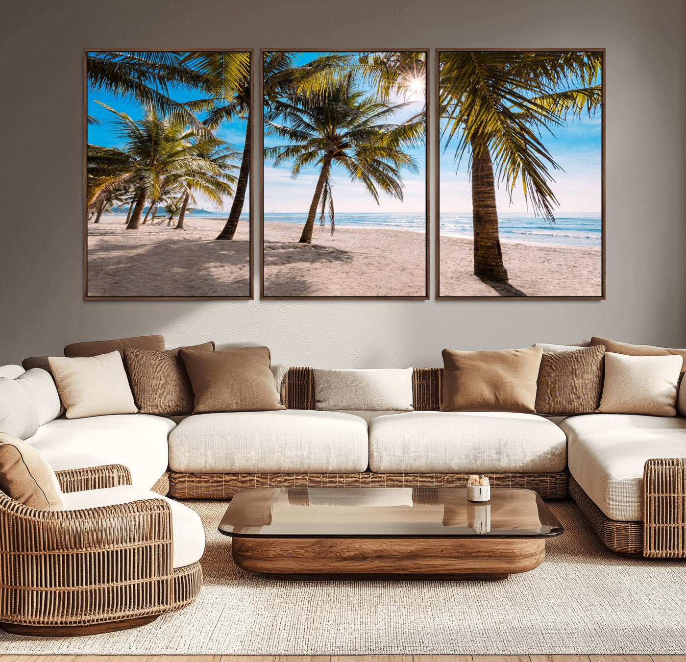98175-MGV-CV-36X24-Tropical Palm Beach Wall Art – Relaxing Ocean Shore Canvas Print with Palm Trees, Coastal Summer Decor for Living Room, Bedroom or