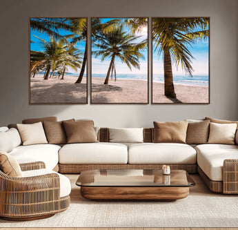 98175-MGV-CV-36X24-Tropical Palm Beach Wall Art – Relaxing Ocean Shore Canvas Print with Palm Trees, Coastal Summer Decor for Living Room, Bedroom or