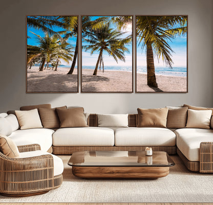 98175-MGV-CV-36X24-Tropical Palm Beach Wall Art – Relaxing Ocean Shore Canvas Print with Palm Trees, Coastal Summer Decor for Living Room, Bedroom or