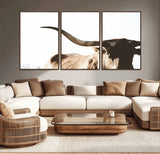 35866-MGV-CV-36X24-Texas Longhorn Wall Art – Rustic Western Bull Canvas Print, Farmhouse Animal Photography Decor for Living Room, Office, or Ranch