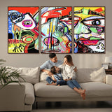 37796-MGV-FC-60X30-3P_Walnut-Picasso Style Wall Art Canvas Print, Framed Picasso Art Picture Print, Picasso Cubism Perfect Modern Abstract Decor Artwork
