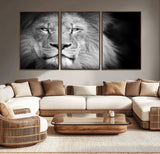 94453-MGV-CV-36X24-Lion Portrait Wall Art – Black and White King of the Jungle Canvas Print, Safari Wildlife Decor for Office, Bedroom, or Living
