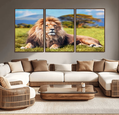 67826-MGV-CV-36X24-Majestic Lion Wall Art – King of the Jungle Canvas Print, Safari Wildlife Decor for Living Room, Office, or Man Cave