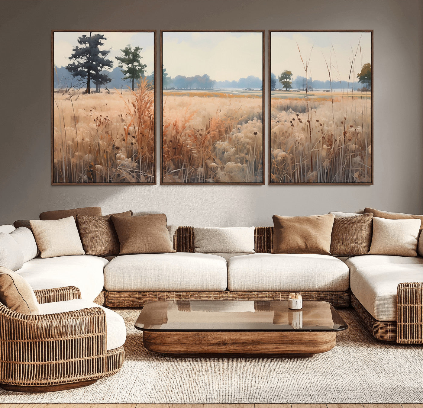 98822-MGV-CV-36X24-Autumn Meadow Wall Art – Tranquil Grassland Landscape Canvas Print, Rustic Country Decor for Living Room, Bedroom or Farmhouse
