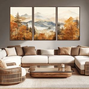 72950-MGV-CV-36X24-Autumn Mountain Forest Wall Art – Golden Fall Landscape Canvas Print, Nature-Inspired Home Decor for Living Room, Bedroom or