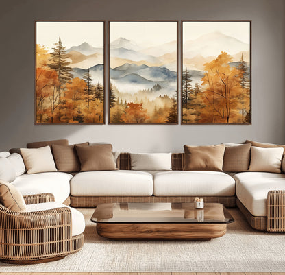 72950-MGV-CV-36X24-Autumn Mountain Forest Wall Art – Golden Fall Landscape Canvas Print, Nature-Inspired Home Decor for Living Room, Bedroom or
