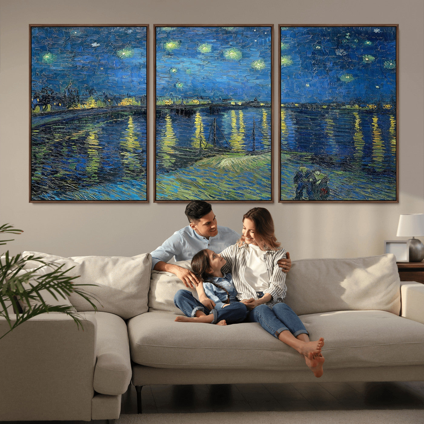 94605-MGV-CV-36X24-Starry Night Over the Rhone Wall Art – Vincent van Gogh Canvas Print, Famous Impressionist Painting for Living Room, Office