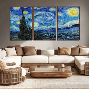 39177-MGV-CV-36X24-Starry Night Wall Art – Vincent van Gogh Famous Painting Canvas Print, Timeless Starry Sky Decor for Living Room, Bedroom or