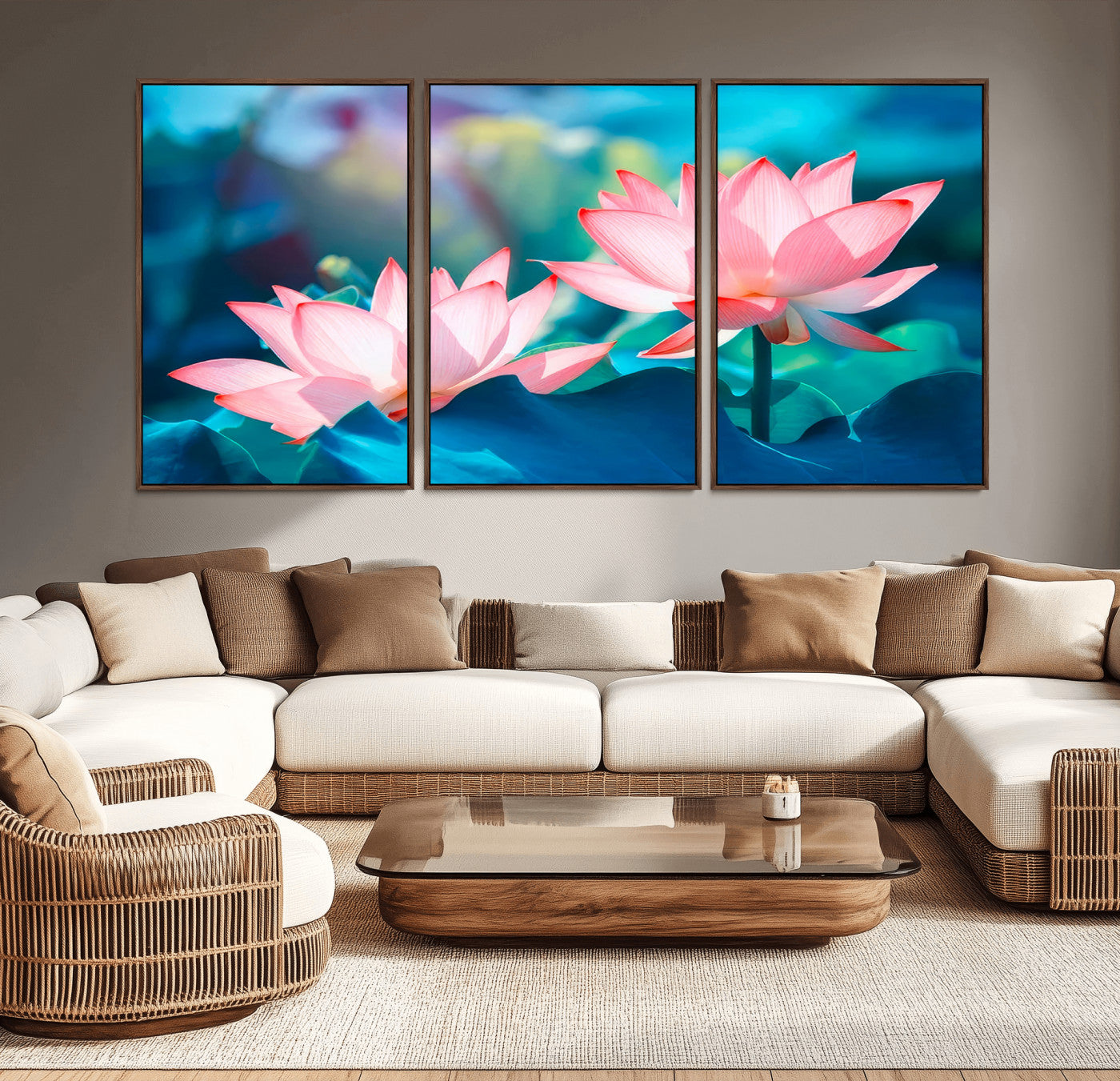 32559-MGV-CV-36X24-Lotus Flower Wall Art – Pink Water Lily Canvas Print, Tranquil Nature Decor for Living Room, Bedroom or Meditation Space