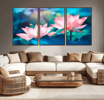 32559-MGV-CV-36X24-Lotus Flower Wall Art – Pink Water Lily Canvas Print, Tranquil Nature Decor for Living Room, Bedroom or Meditation Space
