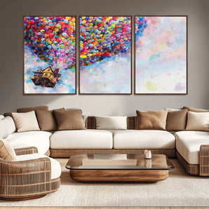 29167-MGV-CV-36X24-Colorful Balloon House Wall Art – Vibrant Fantasy Canvas Print, Whimsical Adventure Decor for Living Room, Bedroom or Kids Room