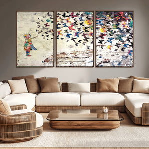 65208-MGV-CV-36X24-Colorful Butterfly Wall Art – Whimsical Street Style Canvas Print, Vibrant Urban Graffiti Decor for Living Room, Bedroom or Office