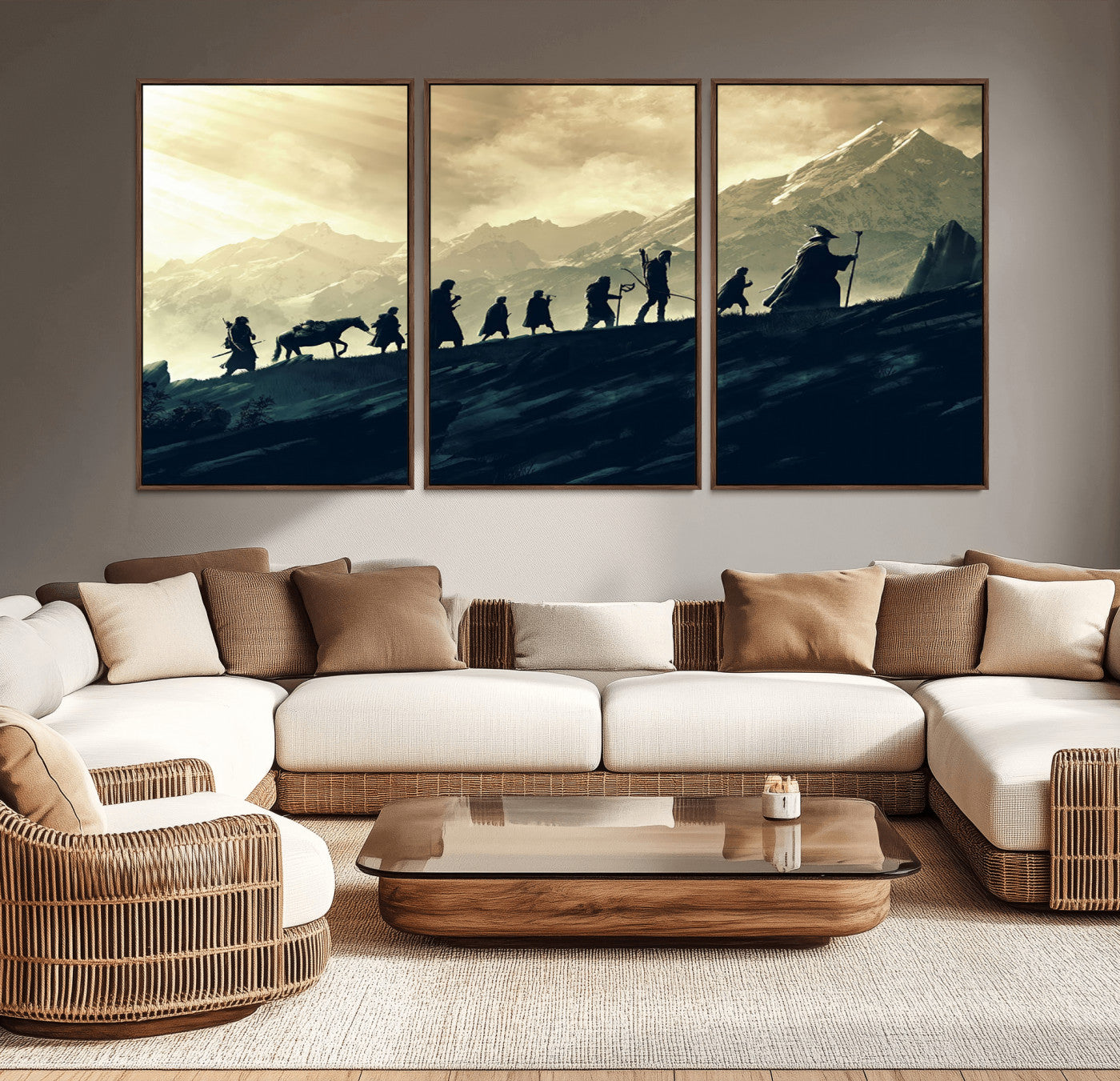 41574-MGV-CV-36X24-Fellowship Journey Wall Art – Epic Fantasy Adventure Canvas Print, Mountain Landscape Decor for Living Room, Office or Man Cave
