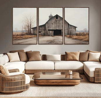 11602-MGV-CV-36X24-Old Barn Wall Art Canvas Print, Framed Rustic Barn Art Picture Print, Old Farmhouse Perfect Rustic Farmhouse Decor Artwork