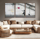 50559-MGV-CV-36X24-Banksy Girl with Balloon Wall Art – Famous Street Graffiti Canvas Print, Modern Urban Artwork for Living Room, Bedroom or Office
