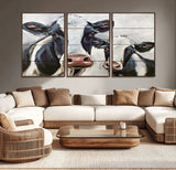 28934-MGV-CV-36X24-Farmhouse Cow Wall Art – Rustic Black and White Dairy Cattle Canvas Print, Country Barn Animal Painting for Kitchen, Living Room