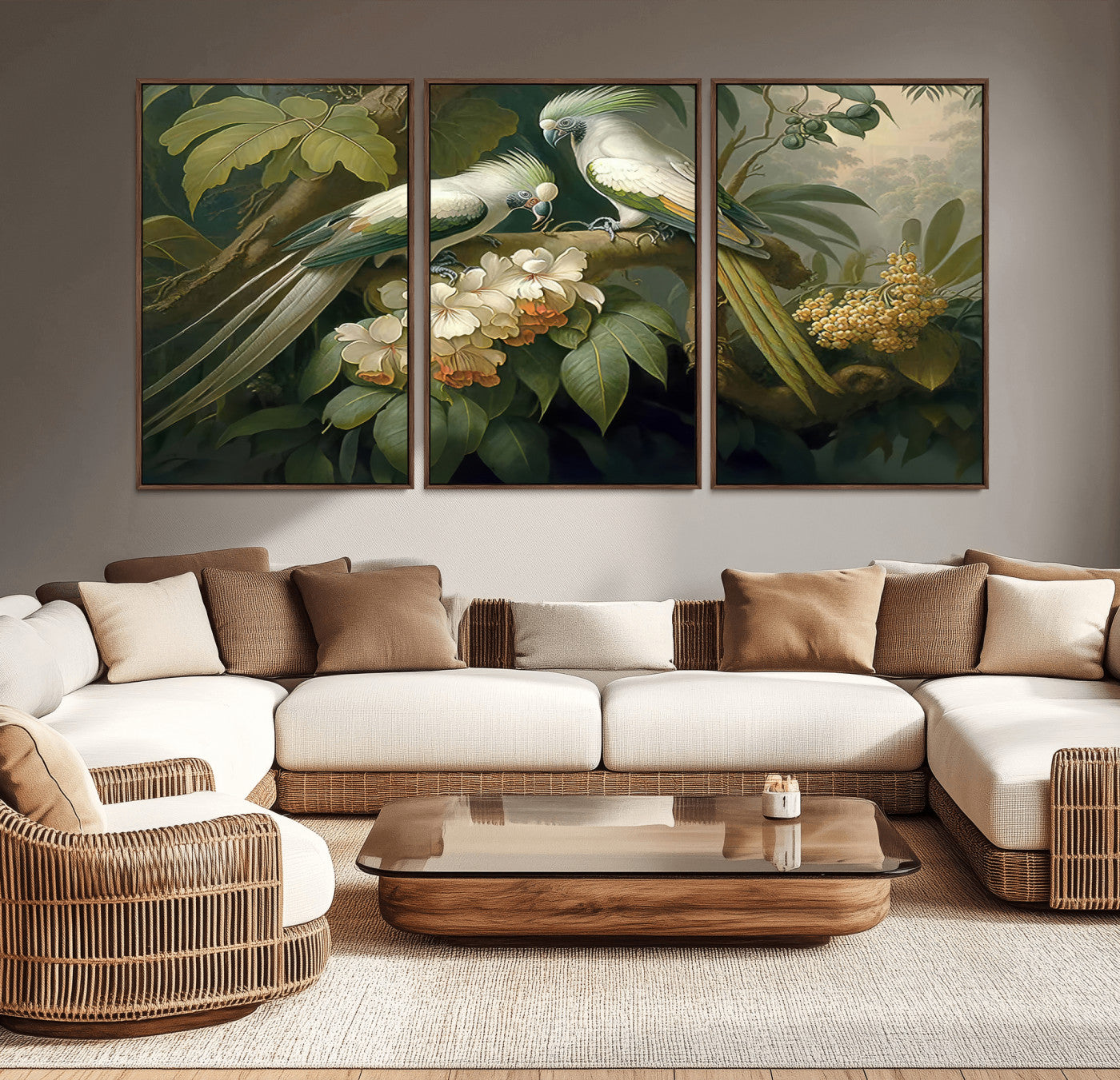 84047-MGV-CV-36X24-Tropical Birds Wall Art – Elegant Botanical Canvas Print, Exotic Nature Decor for Living Room, Bedroom or Office