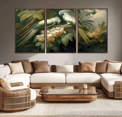 84047-MGV-CV-36X24-Tropical Birds Wall Art – Elegant Botanical Canvas Print, Exotic Nature Decor for Living Room, Bedroom or Office
