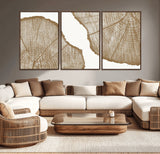 99692-MGV-CV-36X24-Tree Ring Linocut Wall Art Canvas Print, Framed Wood Cut Art Picture Print, Tree Rings Perfect Minimalist Rustic Decor Artwork