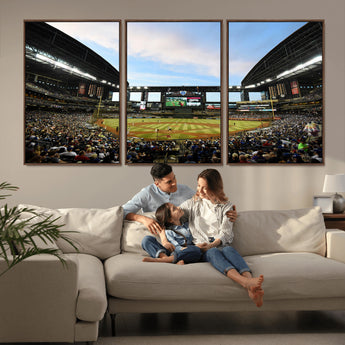 92672-MGV-FC-60X30-3P_Walnut-Chase Field Stadium Wall Art Canvas Print, Framed Arizona Stadium Art Picture Print, Chase Stadium Perfect Sports Room Decor
