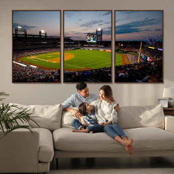 17415-MGV-FC-60X30-3P_Walnut-Philadelphia Phillies Stadium Wall Art Canvas Print, Framed Citizens Bank Park Art Picture Print, Phillies Stadium Field Perfect