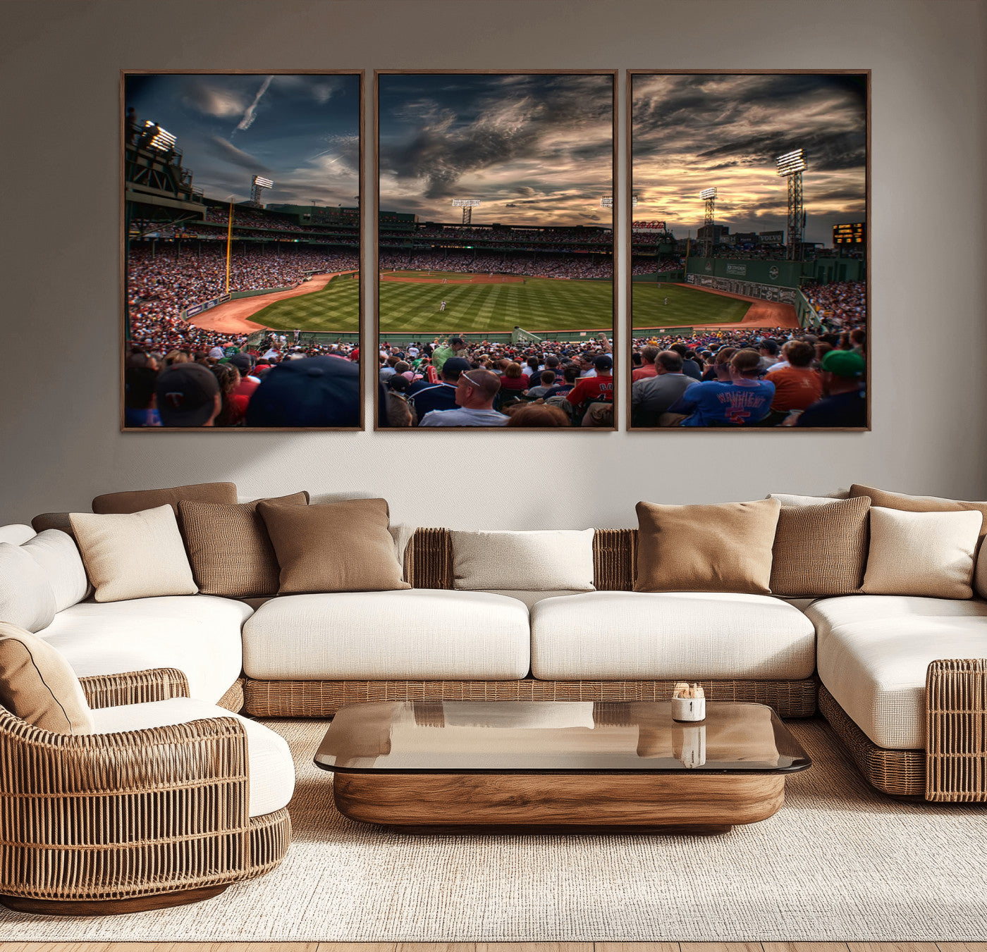 53432-MGV-CV-36X24-Fenway Park Stadium Wall Art Canvas Print, Framed Boston Baseball Stadium Art Picture Print, Massachusetts Fenway Park Perfect