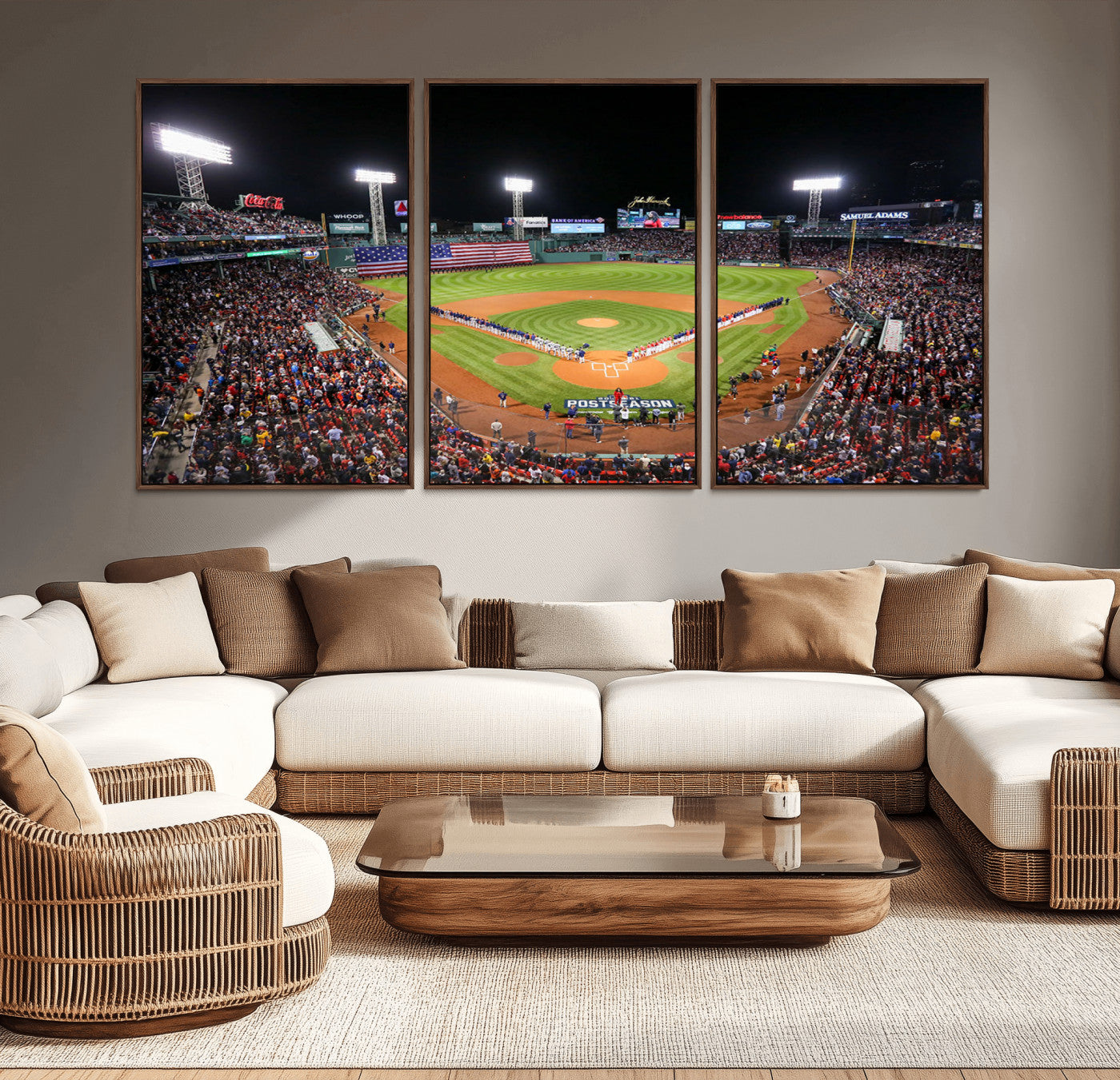 47365-MGV-CV-36X24-Fenway Park Stadium Wall Art Canvas Print, Framed Boston Baseball Stadium Art Picture Print, MLB Stadium Field Perfect Sport Room