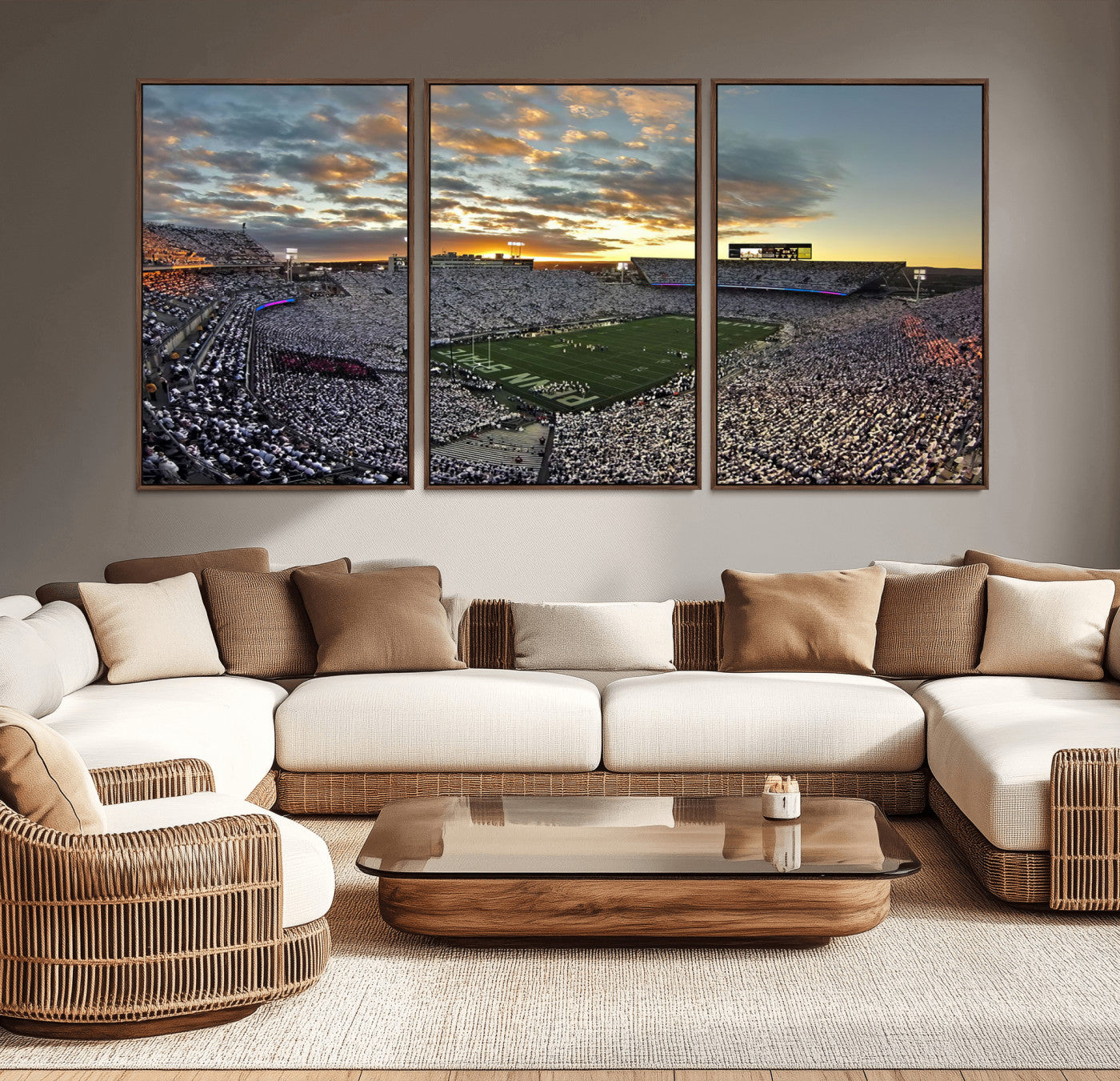 38807-MGV-CV-36X24-Beaver Stadium Wall Art Canvas Print, Framed Beaver Stadium Field Art Picture Print, Football Stadium Perfect Sport Room Decor