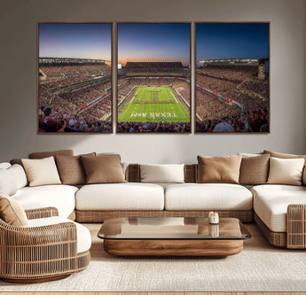 17421-MGV-CV-36X24-Kyle Field Wall Art Canvas Print, Framed Texas Stadium Art Picture Print, Kyle Field Stadium Perfect Sport Room Decor Artwork