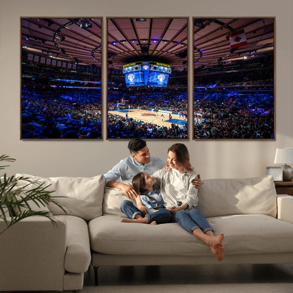 20491-MGV-FC-60X30-3P_Walnut-Madison Square Garden Wall Art Canvas Print, Framed New York Stadium Art Picture Print, MSG Stadium Perfect Sport Room Decor