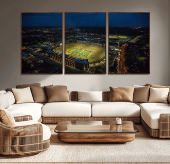52519-MGV-CV-36X24-Michigan Football Stadium Wall Art Canvas Print, Framed Michigan Stadium Art Picture Print, Michigan Wolverines Field Perfect