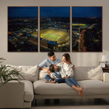 52519-MGV-FC-60X30-3P_Walnut-Michigan Football Stadium Wall Art Canvas Print, Framed Michigan Stadium Art Picture Print, Michigan Wolverines Field Perfect