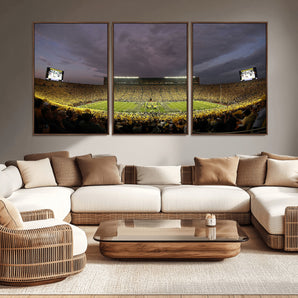 72404-MGV-CV-36X24-Michigan Wolverine Stadium Wall Art Canvas Print, Framed Michigan Stadium Art Picture Print, Football Stadium Perfect Sport Room