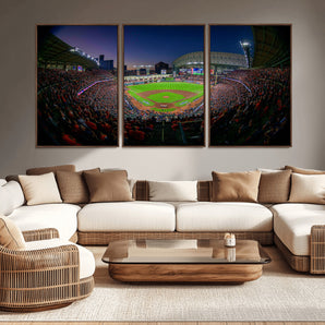 44322-MGV-CV-36X24-Minute Maid Park Wall Art Canvas Print, Framed Houston Astros Stadium Art Picture Print, Houston Astros Field Perfect Sports Room