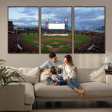44631-MGV-FC-60X30-3P_Walnut-Oracle Park Stadium Wall Art Canvas Print, Framed San Francisco Giants Art Picture Print, Giants Stadium Field Perfect Sports Room