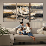 18807-MGV-CV-36X24-Lotus Flower Wall Art Canvas Print, Framed Abstract Lotus Art Picture Print, White Lotus Flower Perfect Abstract Floral Decor