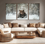 43350-MGV-CV-36X24-Wild Bear in Snow Wall Art – Majestic Wildlife Photography Print, Winter Forest Nature Decor for Cabin, Lodge, Rustic Home,
