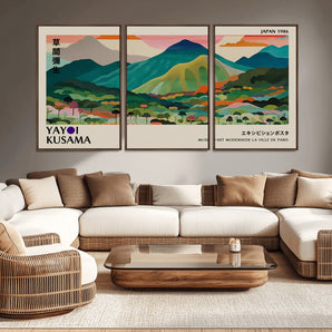 42589-MGV-CV-36X24-Vintage Japanese Landscape Poster Print – Abstract Mountain Nature Wall Art, Retro Mid-Century Modern Exhibition Style Decor for