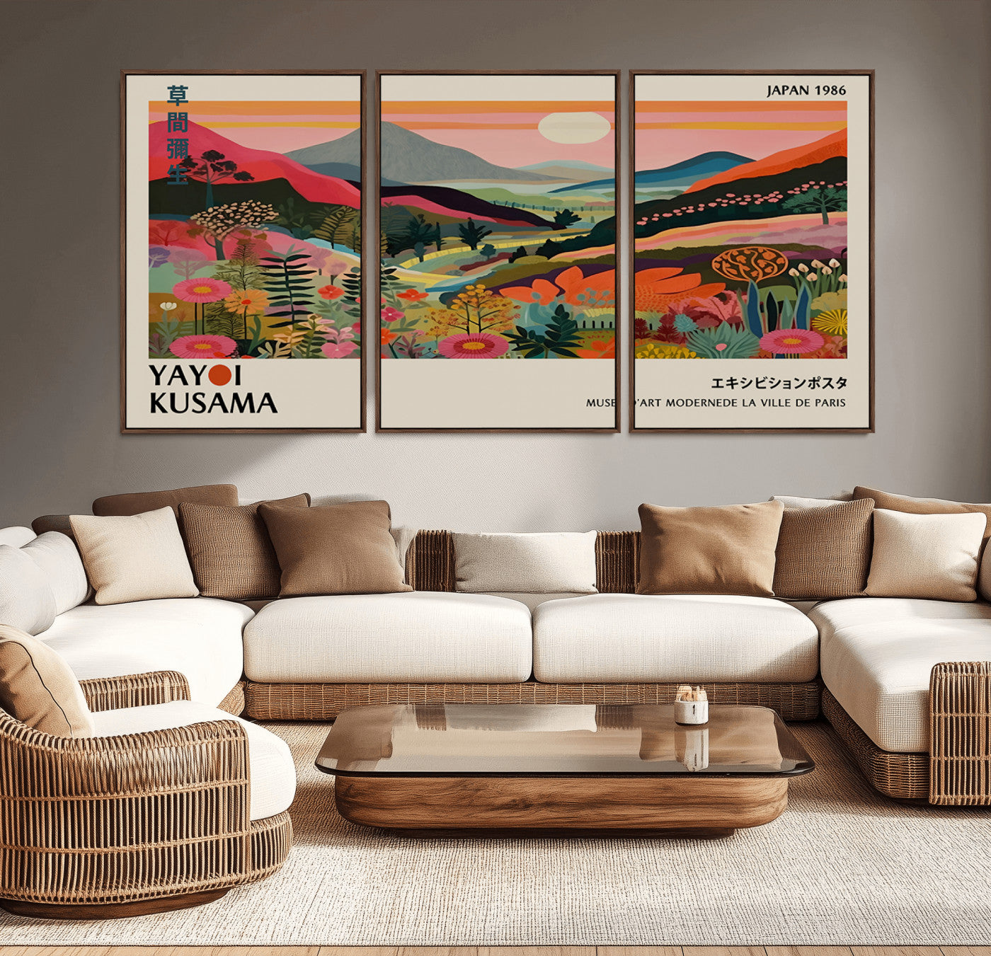 87360-MGV-CV-36X24-Colorful Botanical Landscape Wall Art – Panoramic Nature Canvas Print, Vibrant Floral Field Artwork for Living Room, Bedroom,